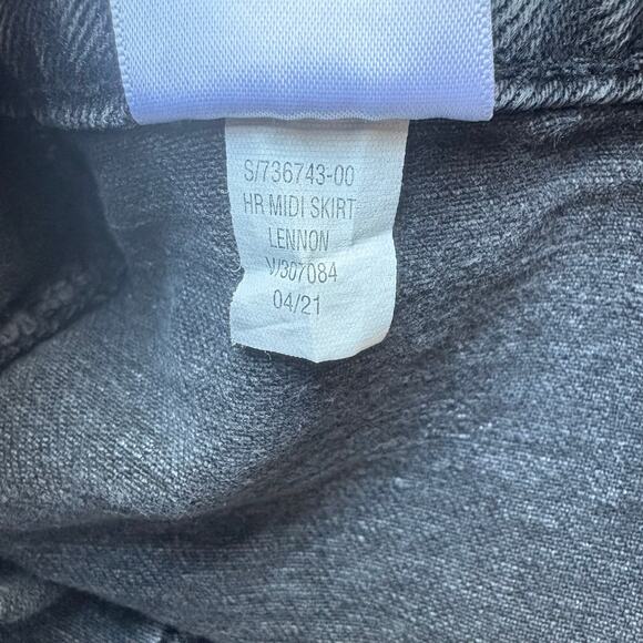 Old Navy Denim Skirt Sz 6 Black Midi Button Down Faded Y2K Casual Skater Punk - Picture 8 of 8